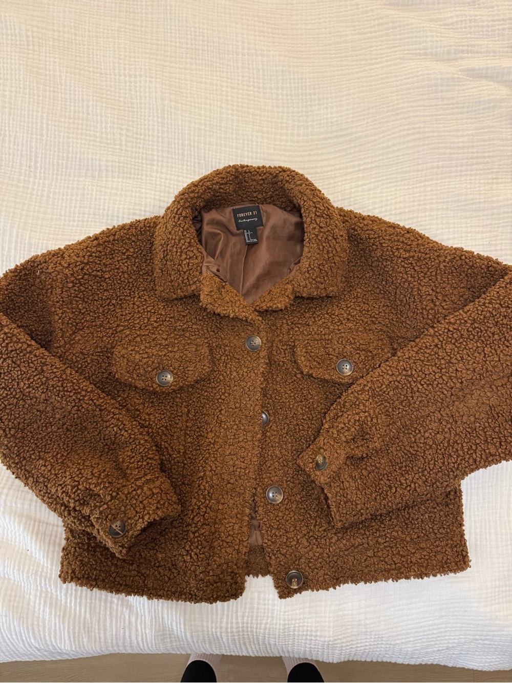Forever 21 Brown Sherpa Puffer Jacket